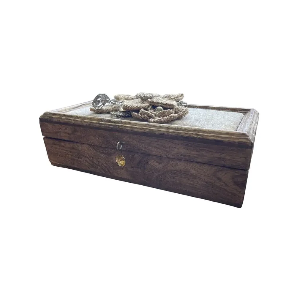 Small Wooden Jewelry Box with Flowers 9.5